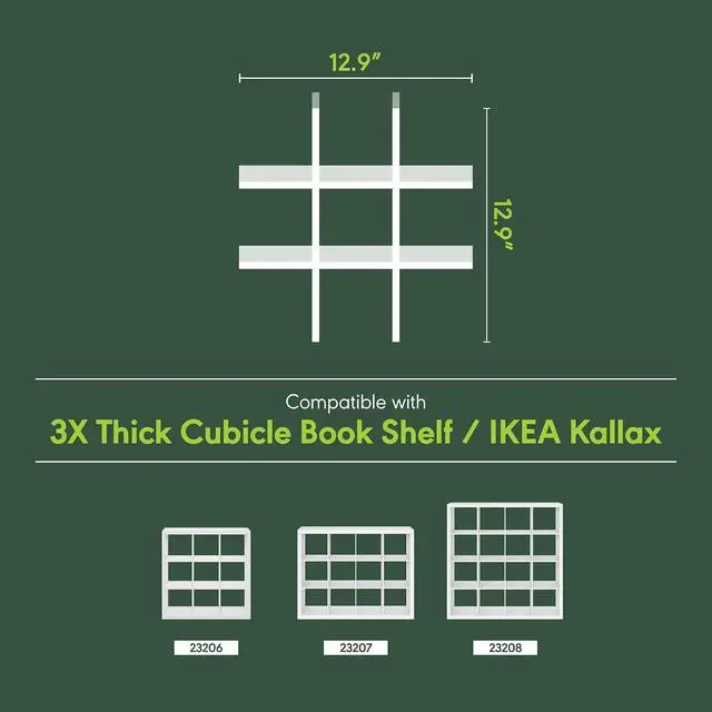 Alt view image 5 of 7 - Cubicle Cube Insert, 9-Compartment Cube Organizer, Geometric Shelf Accessory, Fits into Furinno Triple Thick Cubes, IKEA Kallax, for Organizers and Storage, Black Dark Oak
