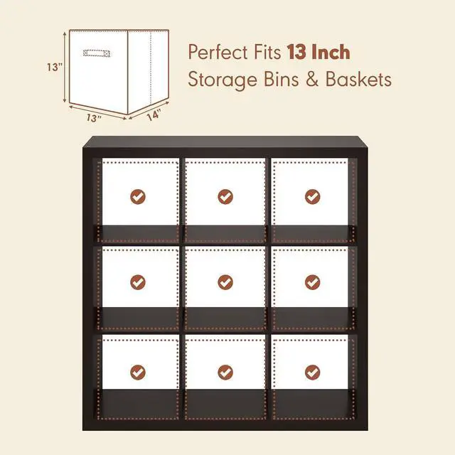 Alt view image 6 of 7 - Cubicle Record Player Stand with Vinyl Storage, 9-Cube Vinyl Record Storage, 1.65" Triple Thick Open Back Media Shelf for CD DVD Blueray Game, for Living Room, Home Office, Black Dark Oak