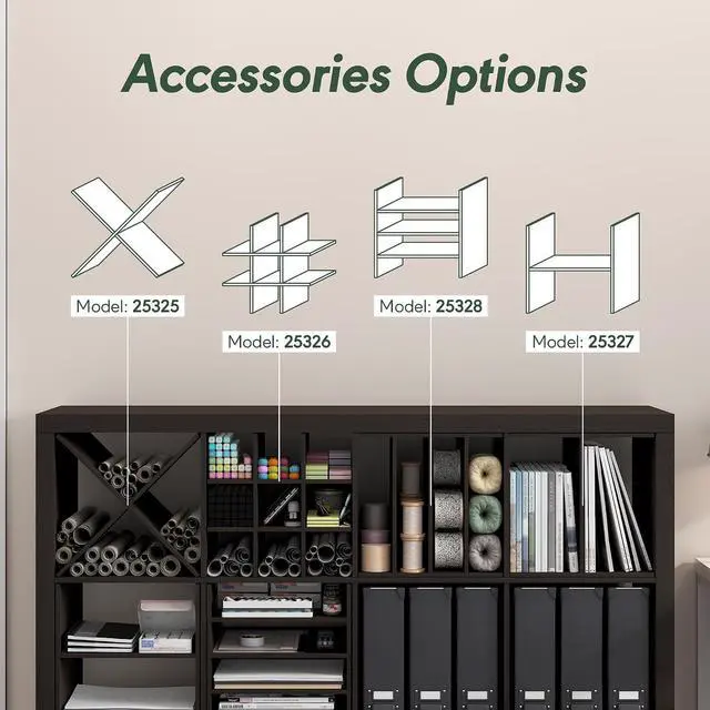 Alt view image 6 of 7 - Cubicle Cube Insert, X-Shelf Cube Organizer, 3-Shelf Accessory, Fits into Triple Thick Cubes Series, IKEA Kallax, for Organizers and Storage, Black Dark Oak
