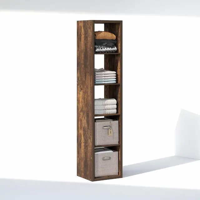Alt view image 5 of 7 - Cubic Closet Organizers and Storage, 5-Cube Closet Organizer, Open Shelf Closet Storage, Extra Thick Frame for Wardrobe, Bedroom, Living Room, Amber Pine