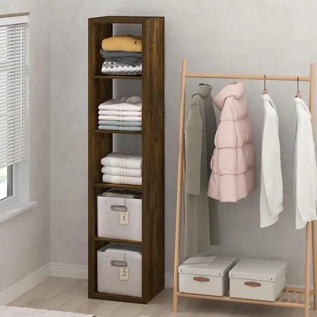 Main image of Cubic Closet Organizers and Storage, 5-Cube Closet Organizer, Open Shelf Closet Storage, Extra Thick Frame for Wardrobe, Bedroom, Living Room, Amber Pine