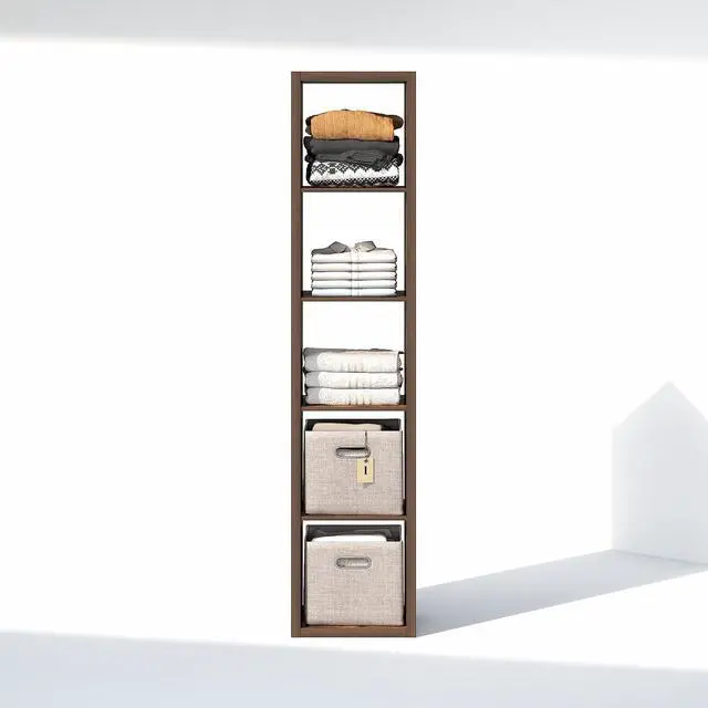 Alt view image 6 of 7 - Cubic Closet Organizers and Storage, 5-Cube Closet Organizer, Open Shelf Closet Storage, Extra Thick Frame for Wardrobe, Bedroom, Living Room, Amber Pine