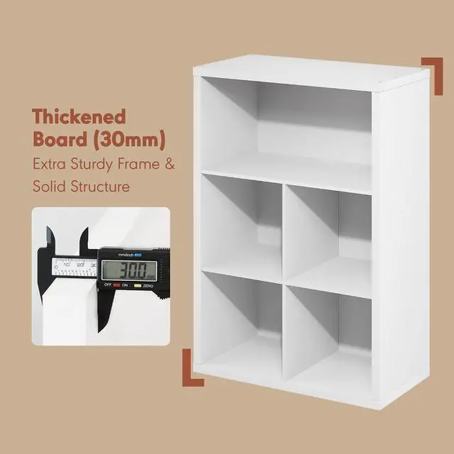 Alt view image 5 of 7 - Cubicle Record Player Stand with Vinyl Storage, 5-Cube 1.2 Extra Thick Vinyl Record Storage, Open Back Media Shelf for CD DVD Blueray Game Disc, for Living Room, Home Office, White