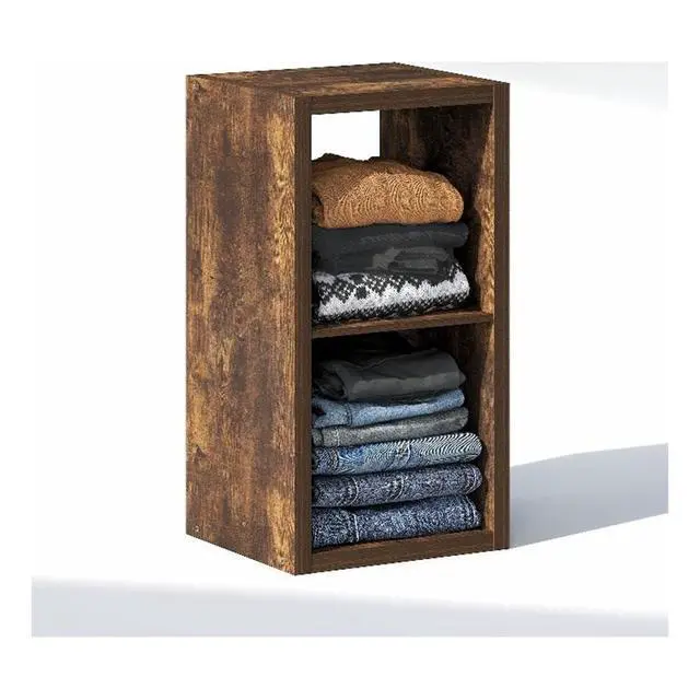 Alt view image 6 of 7 - Cubic Closet Organizers and Storage, 2-Cube Closet Organizer, Open Shelf Closet Storage, Extra Thick Frame for Wardrobe, Bedroom, Living Room, Amber Pine