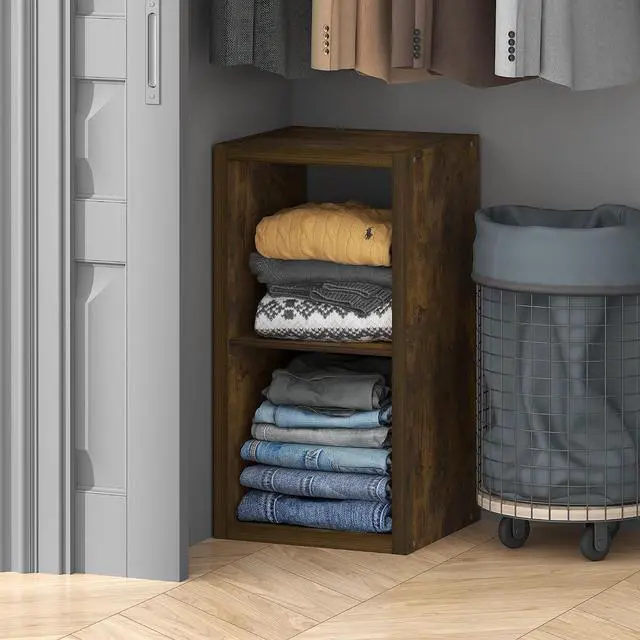 Main image of Cubic Closet Organizers and Storage, 2-Cube Closet Organizer, Open Shelf Closet Storage, Extra Thick Frame for Wardrobe, Bedroom, Living Room, Amber Pine