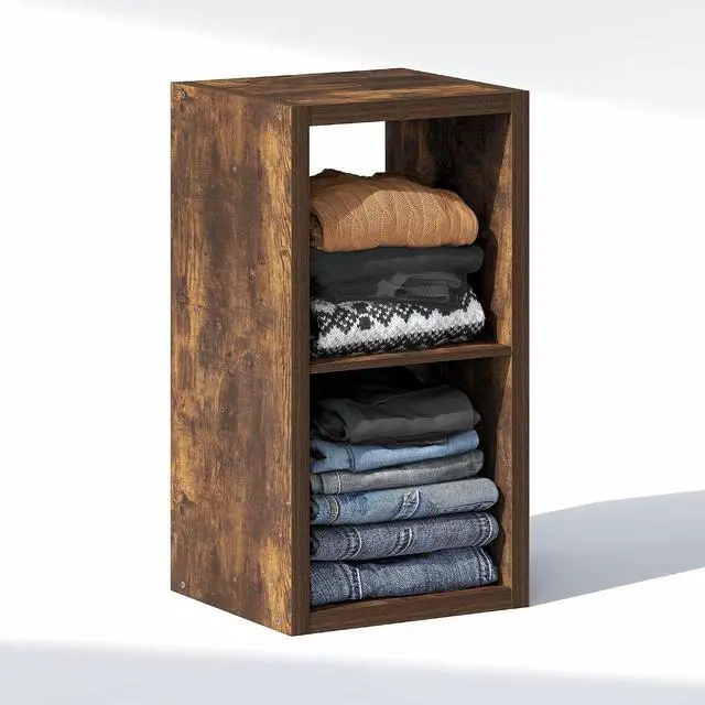 Alt view image 5 of 7 - Cubic Closet Organizers and Storage, 2-Cube Closet Organizer, Open Shelf Closet Storage, Extra Thick Frame for Wardrobe, Bedroom, Living Room, Amber Pine