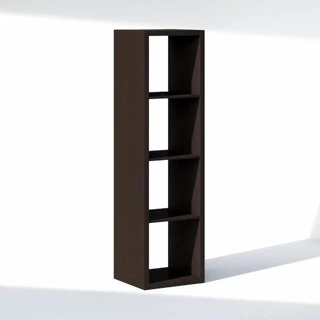 Alt view image 7 of 7 - Cubic Closet Organizers and Storage, 4-Cube Closet Organizer, Vertical Open Shelf Closet Storage, Extra Thick Frame for Wardrobe, Bedroom, Living Room, Black Dark Oak