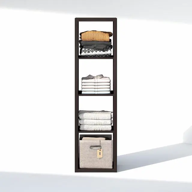 Alt view image 6 of 7 - Cubic Closet Organizers and Storage, 4-Cube Closet Organizer, Vertical Open Shelf Closet Storage, Extra Thick Frame for Wardrobe, Bedroom, Living Room, Black Dark Oak