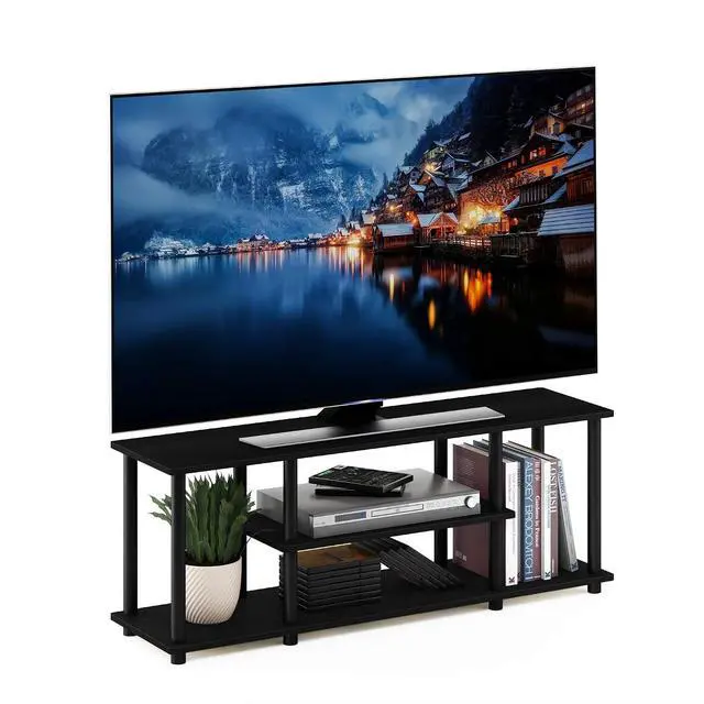 Main image of Turn-N-Tube No Tools 3D 3-Tier Entertainment TV Stand up to 50 inch TV, Round Tubes, Walnut