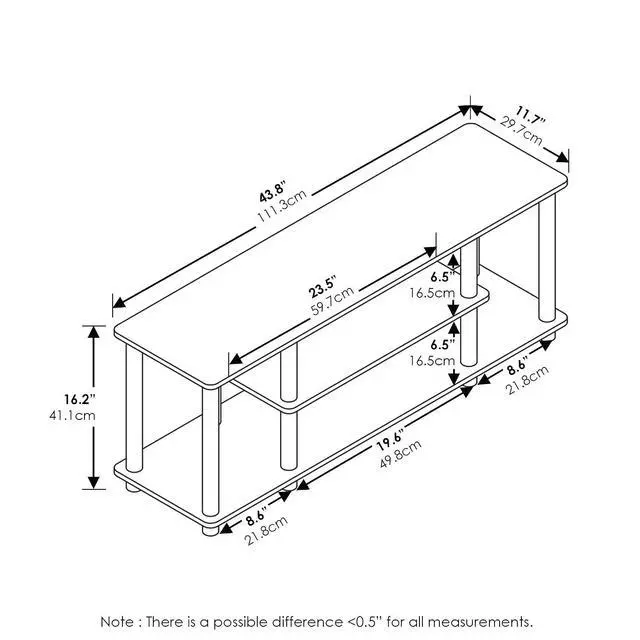 Alt view image 2 of 7 - Turn-N-Tube No Tools 3D 3-Tier Entertainment TV Stand up to 50 inch TV, Round Tubes, Walnut