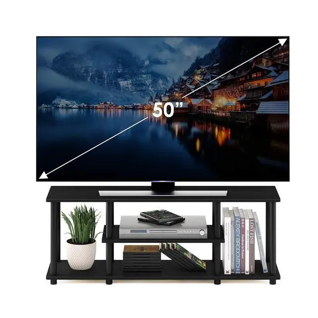 Alt view image 5 of 7 - Turn-N-Tube No Tools 3D 3-Tier Entertainment TV Stand up to 50 inch TV, Round Tubes, Walnut