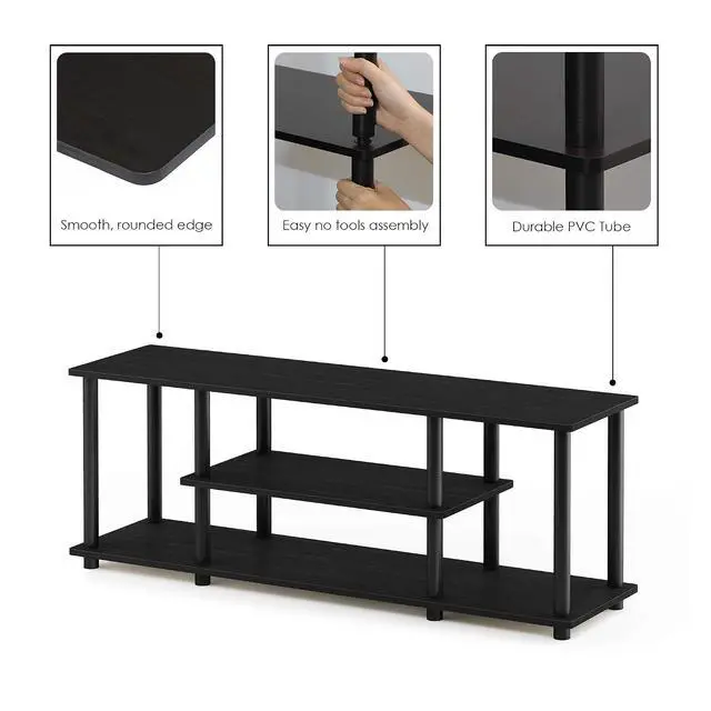 Alt view image 6 of 7 - Turn-N-Tube No Tools 3D 3-Tier Entertainment TV Stand up to 50 inch TV, Round Tubes, Walnut