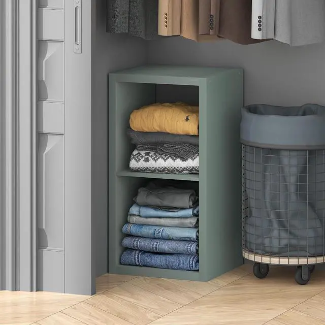 Main image of Cubic Closet Organizers and Storage, 2-Cube Closet Organizer, Open Shelf Closet Storage, Extra Thick Frame for Wardrobe, Bedroom, Living Room, Sage Green