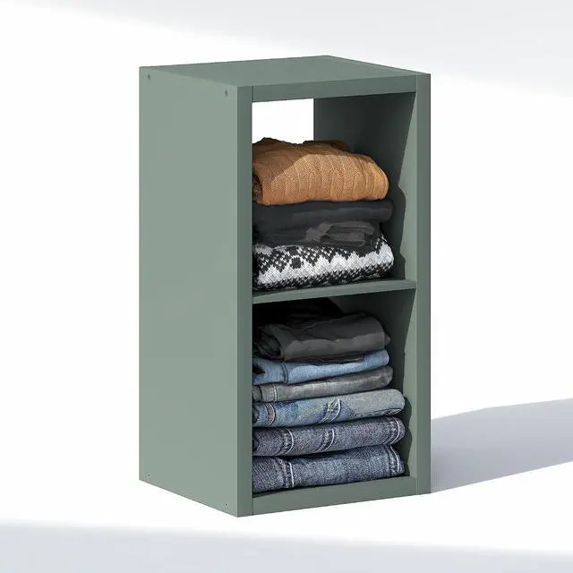 Alt view image 5 of 7 - Cubic Closet Organizers and Storage, 2-Cube Closet Organizer, Open Shelf Closet Storage, Extra Thick Frame for Wardrobe, Bedroom, Living Room, Sage Green