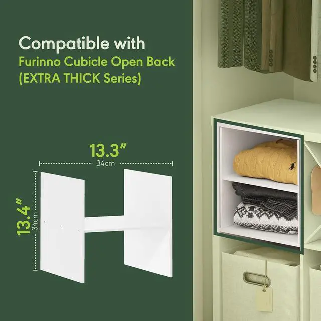 Alt view image 6 of 7 - Cubicle Cube Insert, H-Shelf Cube Organizer, Fits into Furinno Extra Thick Cubes, for Organizers and Storage, White (Does not fit IKEA Kallax Shelving)