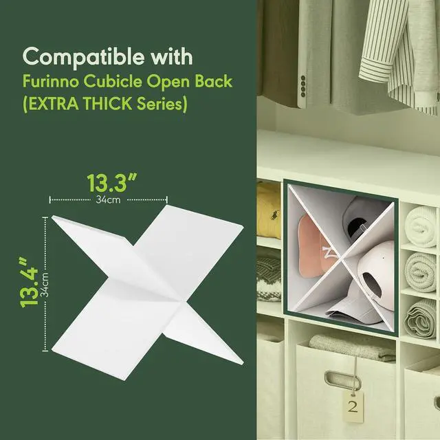 Alt view image 4 of 7 - Cubicle Cube Insert, X-Shelf Cube Organizer, Fits into Furinno Extra Thick Cubes, for Organizers and Storage, White (Does not fit IKEA Kallax Shelving)