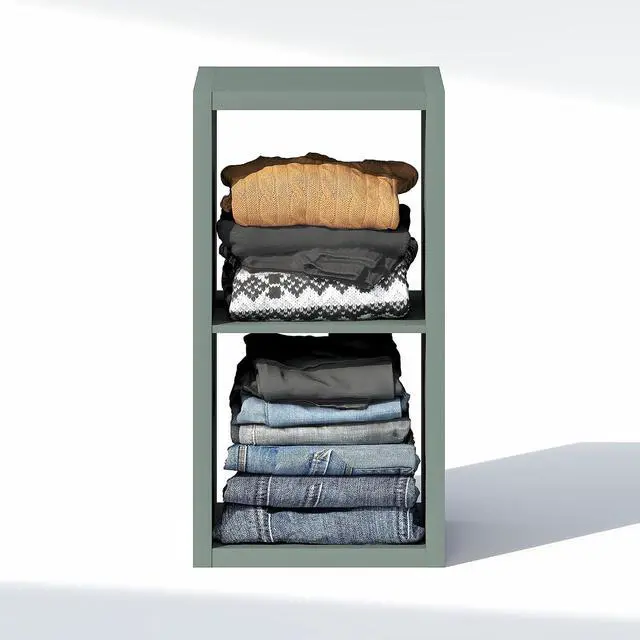 Alt view image 7 of 7 - Cubic Closet Organizers and Storage, 2-Cube Closet Organizer, Open Shelf Closet Storage, Extra Thick Frame for Wardrobe, Bedroom, Living Room, Sage Green