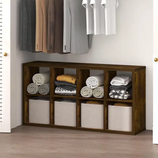 Main image of Cubic Closet Organizers and Storage, 8-Cube Closet Organizer, Open Shelf Closet Storage, Extra Thick Frame for Wardrobe, Bedroom, Living Room, Amber Pine