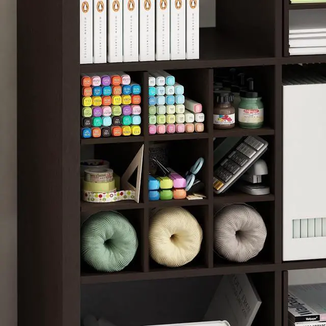 Alt view image 4 of 7 - Cubicle Cube Insert, 9-Compartment Cube Organizer, Shelf Dividers, Fits into Furinno Extra Thick Cubes, for Organizers and Storage, Black Oak (Does not fit IKEA Kallax Shelving)