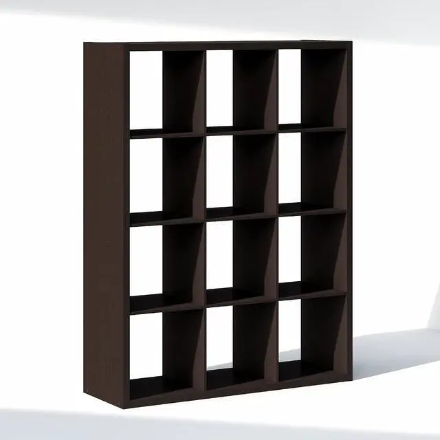 Alt view image 7 of 7 - Cubic Closet Organizers and Storage, 12-Cube Closet Organizer, Open Shelf Closet Storage, Extra Thick Frame for Wardrobe, Bedroom, Living Room, Black Dark Oak