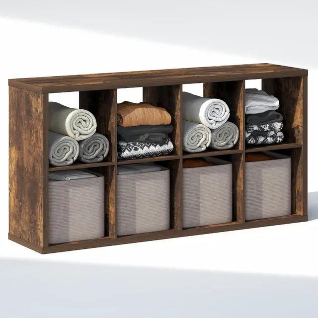 Alt view image 5 of 7 - Cubic Closet Organizers and Storage, 8-Cube Closet Organizer, Open Shelf Closet Storage, Extra Thick Frame for Wardrobe, Bedroom, Living Room, Amber Pine