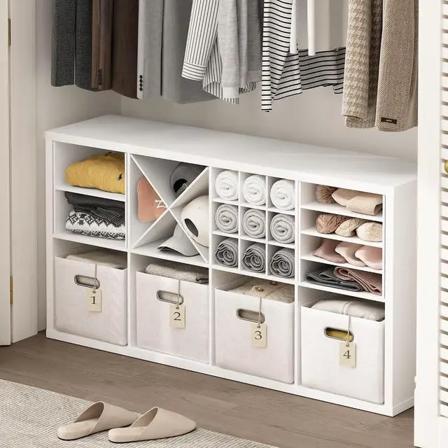 Alt view image 2 of 7 - Cubicle Cube Insert, H-Shelf Cube Organizer, Fits into Furinno Extra Thick Cubes, for Organizers and Storage, White (Does not fit IKEA Kallax Shelving)