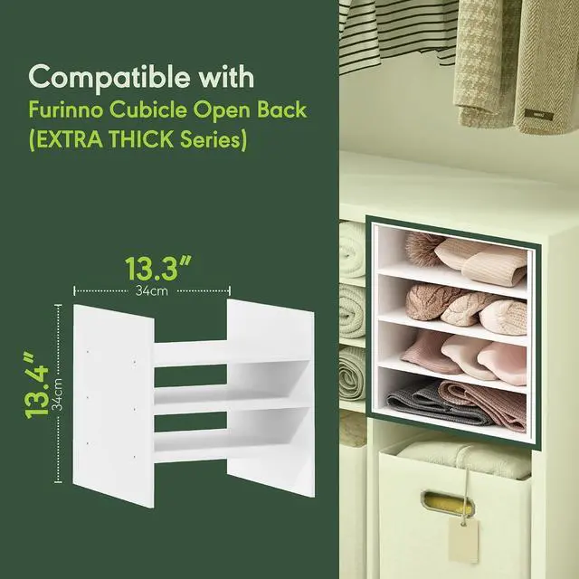 Alt view image 4 of 7 - Cubicle Cube Insert, 3-Shelf Cube Organizer, Fits into Furinno Extra Thick Cubes, for Organizers and Storage, White (Does not fit IKEA Kallax Shelving)