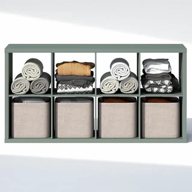 Alt view image 6 of 7 - Cubic Closet Organizers and Storage, 8-Cube Closet Organizer, Open Shelf Closet Storage, Extra Thick Frame for Wardrobe, Bedroom, Living Room, Sage Green
