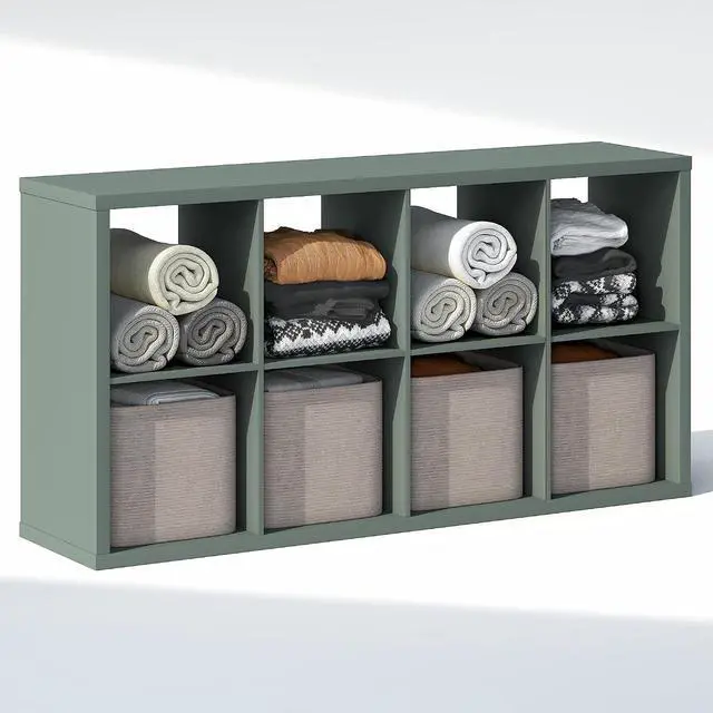 Alt view image 5 of 7 - Cubic Closet Organizers and Storage, 8-Cube Closet Organizer, Open Shelf Closet Storage, Extra Thick Frame for Wardrobe, Bedroom, Living Room, Sage Green