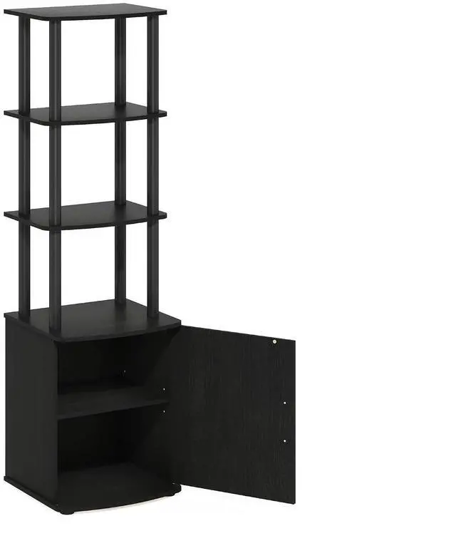 Alt view image 4 of 7 - Turn-N-Tube Tall TV Entertainment Side Table Display Rack with Storage Cabinet, 3-Tier, Blackwood/Black