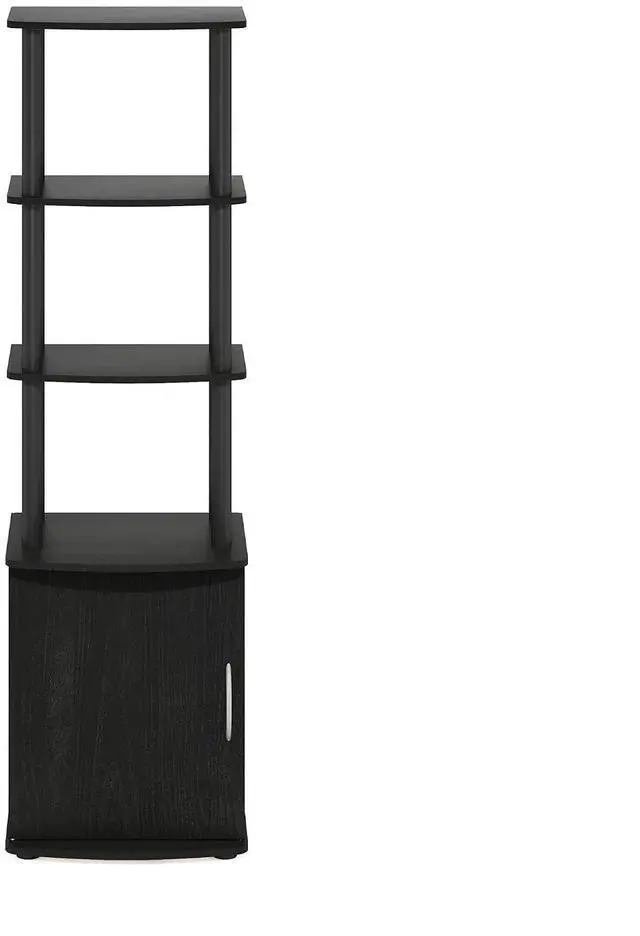Alt view image 5 of 7 - Turn-N-Tube Tall TV Entertainment Side Table Display Rack with Storage Cabinet, 3-Tier, Blackwood/Black