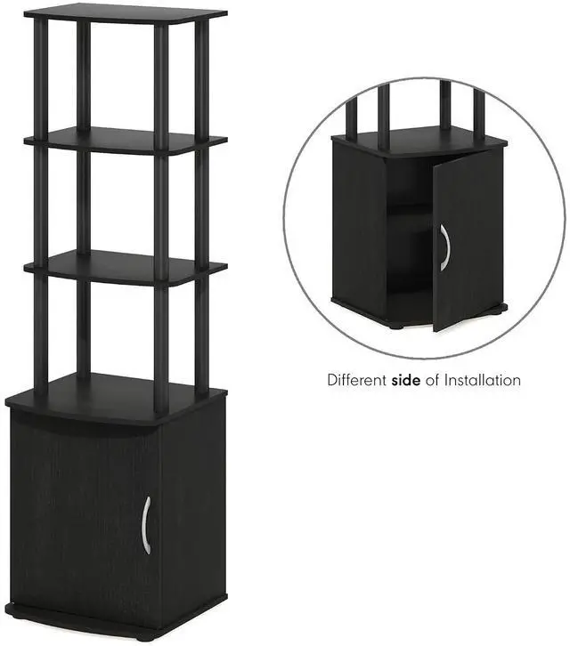 Alt view image 6 of 7 - Turn-N-Tube Tall TV Entertainment Side Table Display Rack with Storage Cabinet, 3-Tier, Blackwood/Black