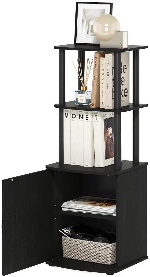 Main image of Turn-N-Tube Tall TV Entertainment Side Table Display Rack with Storage Cabinet, 2-Tier, Blackwood/Black