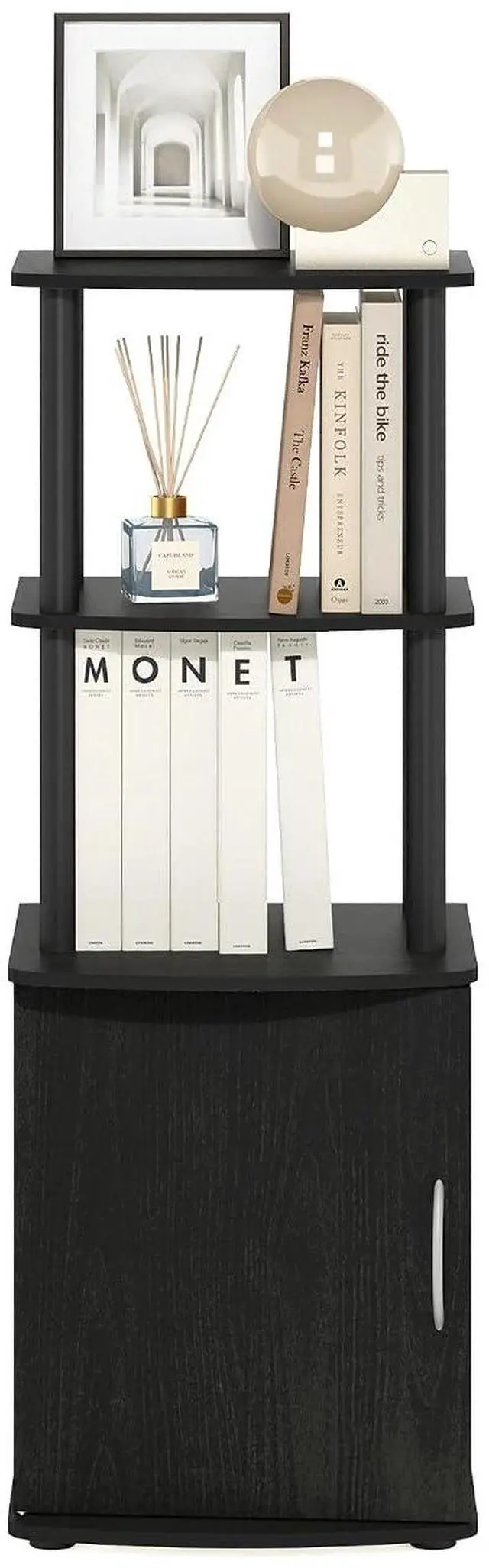 Alt view image 3 of 7 - Turn-N-Tube Tall TV Entertainment Side Table Display Rack with Storage Cabinet, 2-Tier, Blackwood/Black