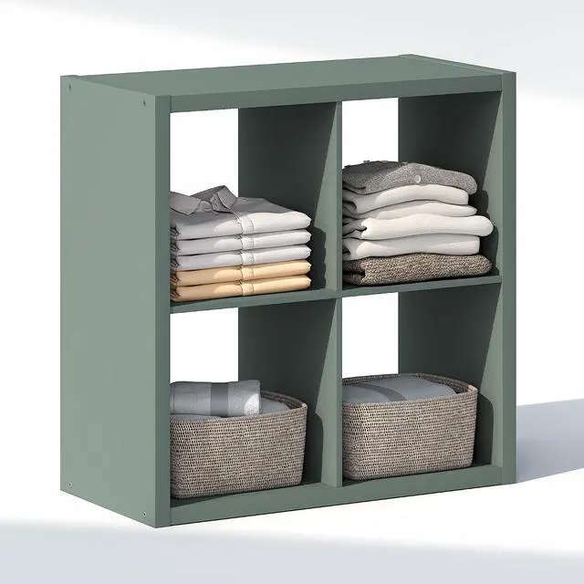 Alt view image 5 of 7 - Cubic Closet Organizers and Storage, 4-Cube Closet Organizer, Open Shelf Closet Storage, Extra Thick Frame for Wardrobe, Bedroom, Living Room, Sage Green