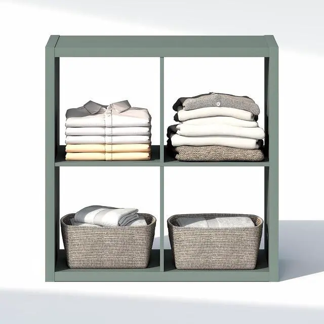 Alt view image 6 of 7 - Cubic Closet Organizers and Storage, 4-Cube Closet Organizer, Open Shelf Closet Storage, Extra Thick Frame for Wardrobe, Bedroom, Living Room, Sage Green