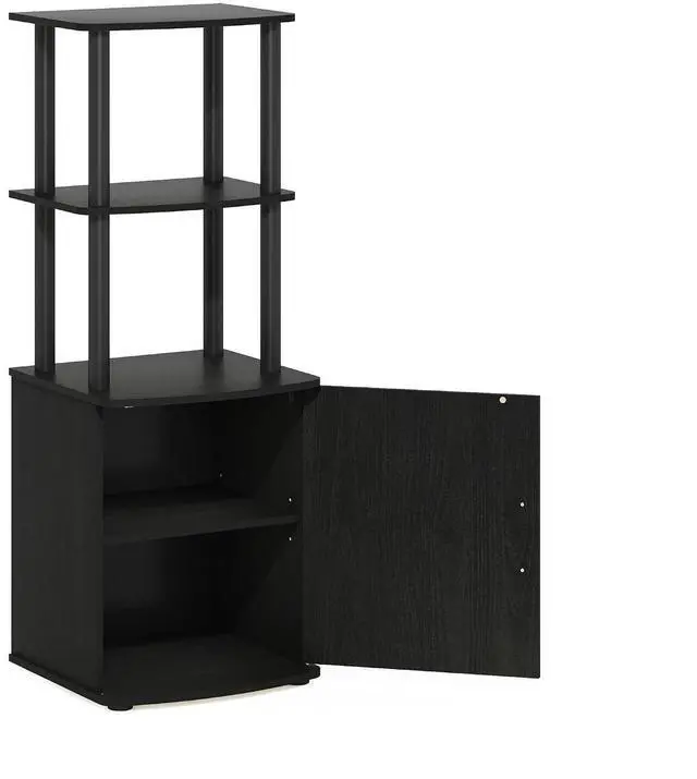 Alt view image 5 of 7 - Turn-N-Tube Tall TV Entertainment Side Table Display Rack with Storage Cabinet, 2-Tier, Blackwood/Black
