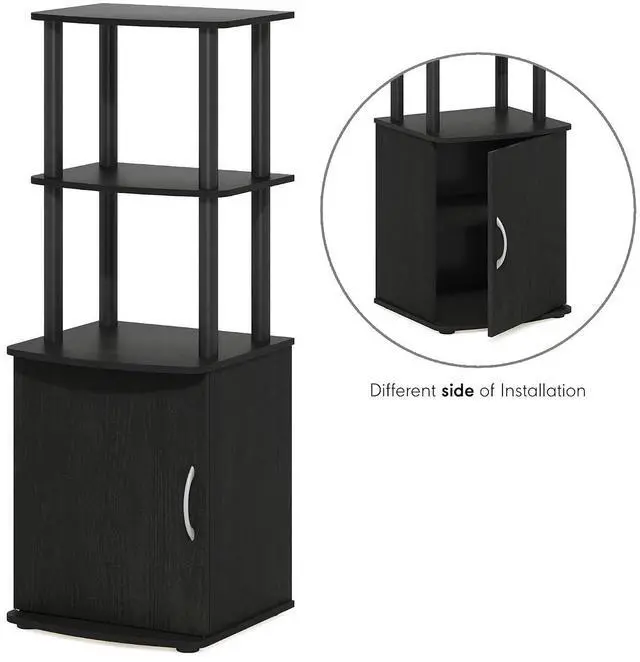 Alt view image 6 of 7 - Turn-N-Tube Tall TV Entertainment Side Table Display Rack with Storage Cabinet, 2-Tier, Blackwood/Black