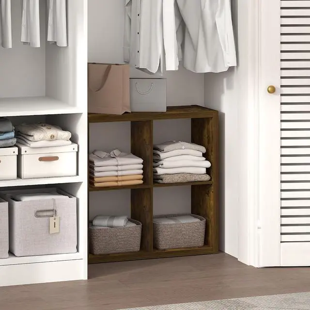 Main image of Cubic Closet Organizers and Storage, 4-Cube Closet Organizer, Open Shelf Closet Storage, Extra Thick Frame for Wardrobe, Bedroom, Living Room, Amber Pine
