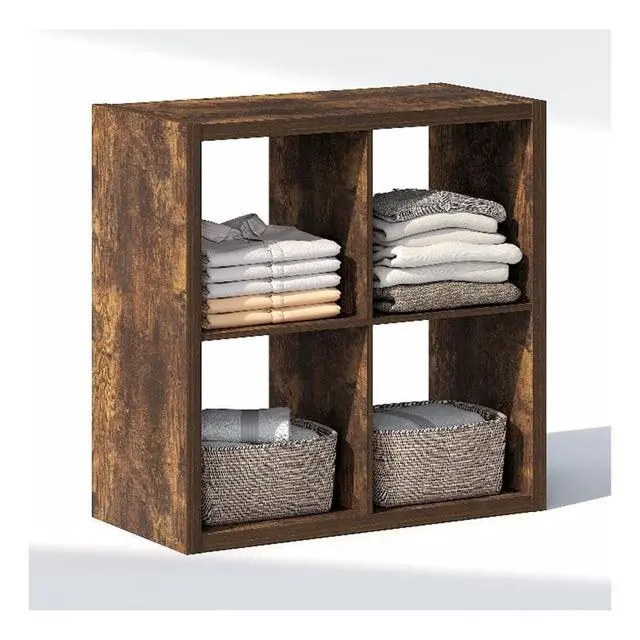 Alt view image 6 of 7 - Cubic Closet Organizers and Storage, 4-Cube Closet Organizer, Open Shelf Closet Storage, Extra Thick Frame for Wardrobe, Bedroom, Living Room, Amber Pine