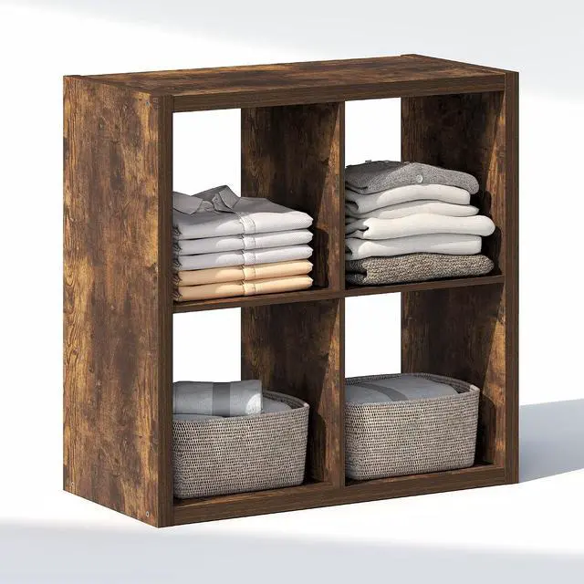 Alt view image 5 of 7 - Cubic Closet Organizers and Storage, 4-Cube Closet Organizer, Open Shelf Closet Storage, Extra Thick Frame for Wardrobe, Bedroom, Living Room, Amber Pine