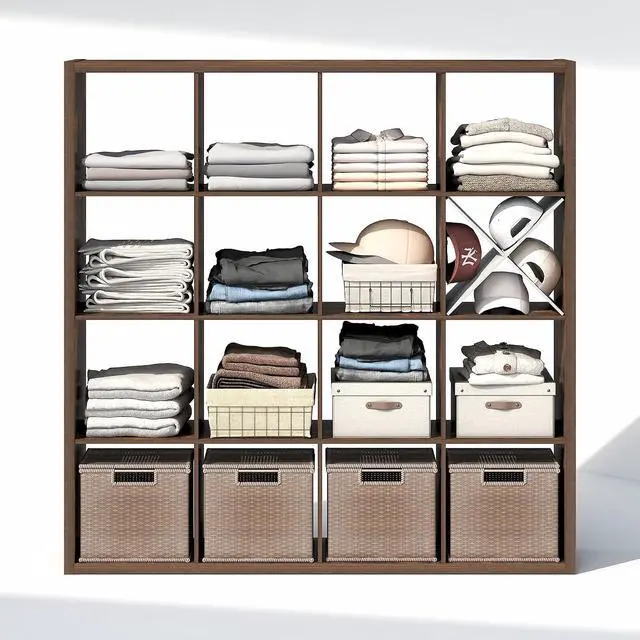 Alt view image 6 of 7 - Cubic Closet Organizers and Storage, 16-Cube Closet Organizer, Open Shelf Closet Storage, Extra Thick Frame for Wardrobe, Bedroom, Living Room, Amber Pine