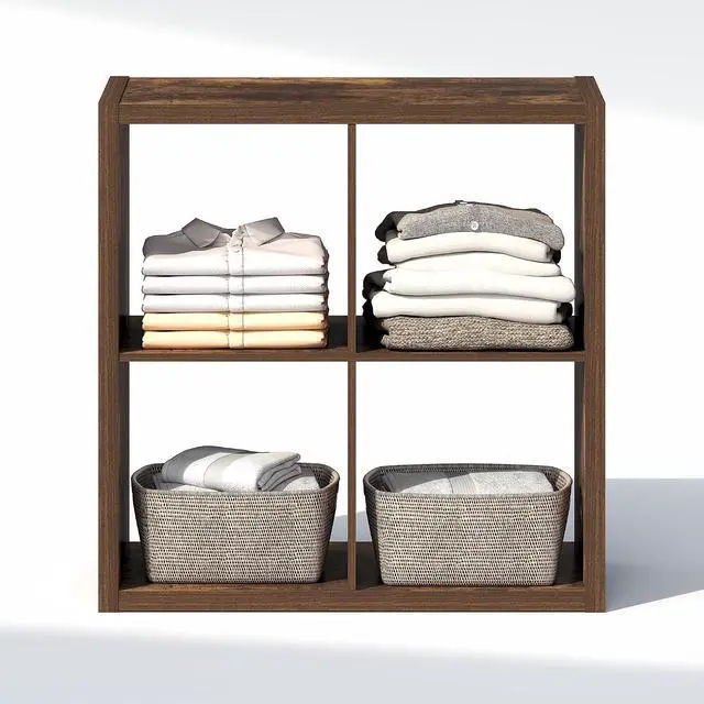 Alt view image 7 of 7 - Cubic Closet Organizers and Storage, 4-Cube Closet Organizer, Open Shelf Closet Storage, Extra Thick Frame for Wardrobe, Bedroom, Living Room, Amber Pine