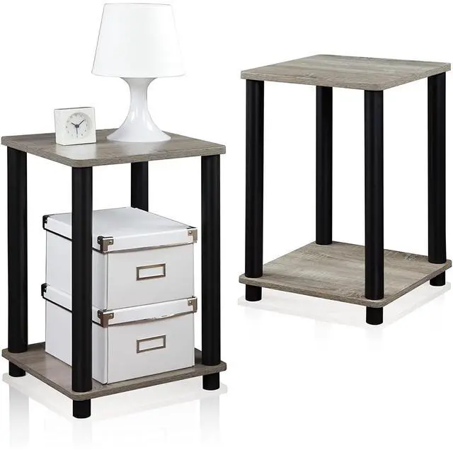 Alt view image 5 of 6 - Turn-N-Tube Night Stand Set of 2, 2-Tier Nightstand, French Oak | Stackable, Open Shelf, Toolless Bedside Table, Side Table, End Table for Living Room, Bedroom
