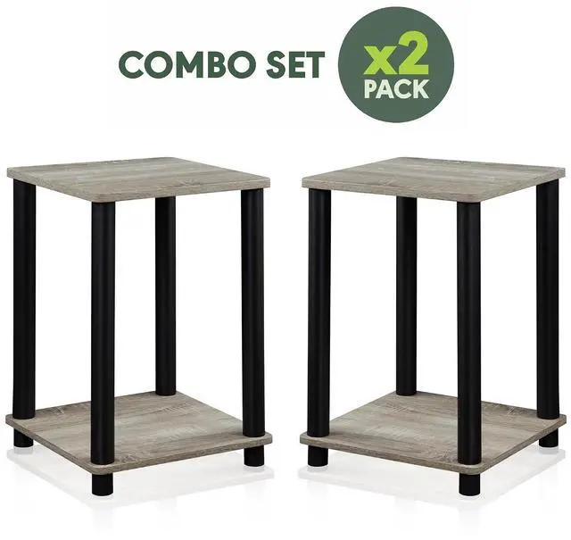 Alt view image 4 of 6 - Turn-N-Tube Night Stand Set of 2, 2-Tier Nightstand, French Oak | Stackable, Open Shelf, Toolless Bedside Table, Side Table, End Table for Living Room, Bedroom