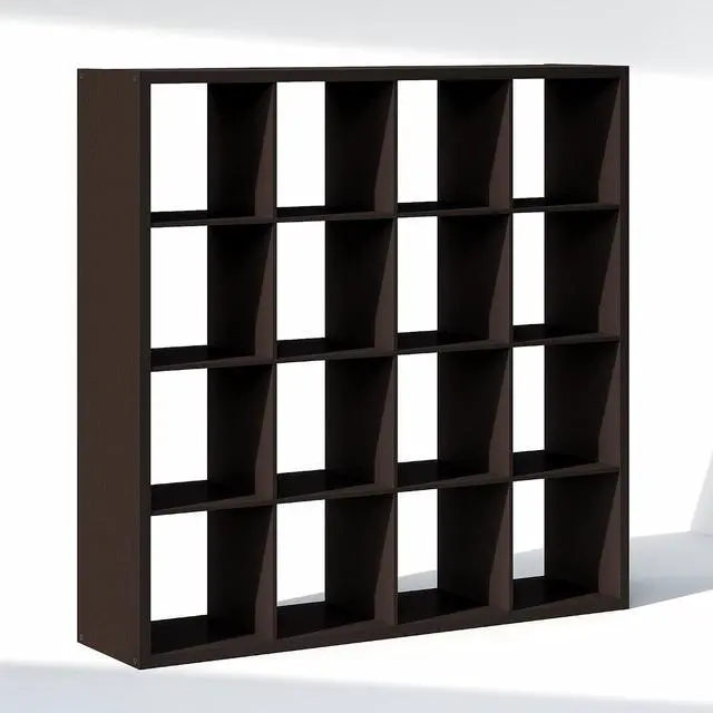 Alt view image 7 of 7 - Cubic Closet Organizers and Storage, 16-Cube Closet Organizer, Open Shelf Closet Storage, Extra Thick Frame for Wardrobe, Bedroom, Living Room, Black Dark Oak