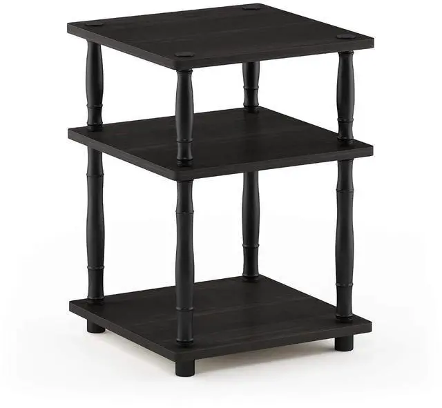 Alt view image 5 of 6 - Turn-N-Tube Night Stand, 3-Tier Square Nightstand, Open Shelf Side Table, End Table with Classic Tube, for Living Room, Bedroom, Espresso
