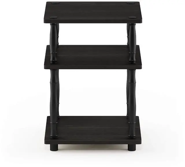 Alt view image 6 of 6 - Turn-N-Tube Night Stand, 3-Tier Square Nightstand, Open Shelf Side Table, End Table with Classic Tube, for Living Room, Bedroom, Espresso