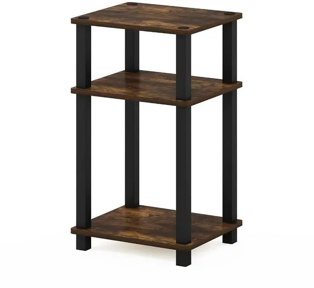 Alt view image 5 of 6 - JUST Night Stnad, 3-Tier Nightstand Open Shelf, Toolless Assembly Bedside Table, End Table, Side Table, with Square Tube, for Living Room, Bedroom, Amber Pine
