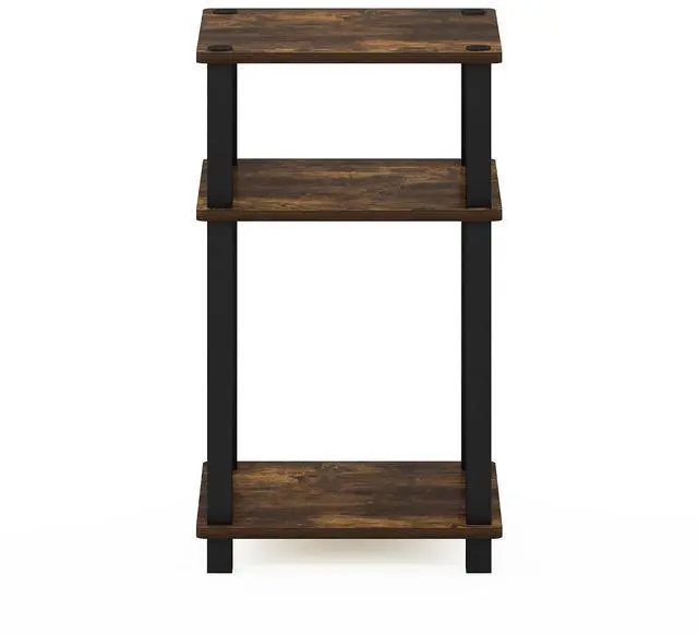 Alt view image 6 of 6 - JUST Night Stnad, 3-Tier Nightstand Open Shelf, Toolless Assembly Bedside Table, End Table, Side Table, with Square Tube, for Living Room, Bedroom, Amber Pine
